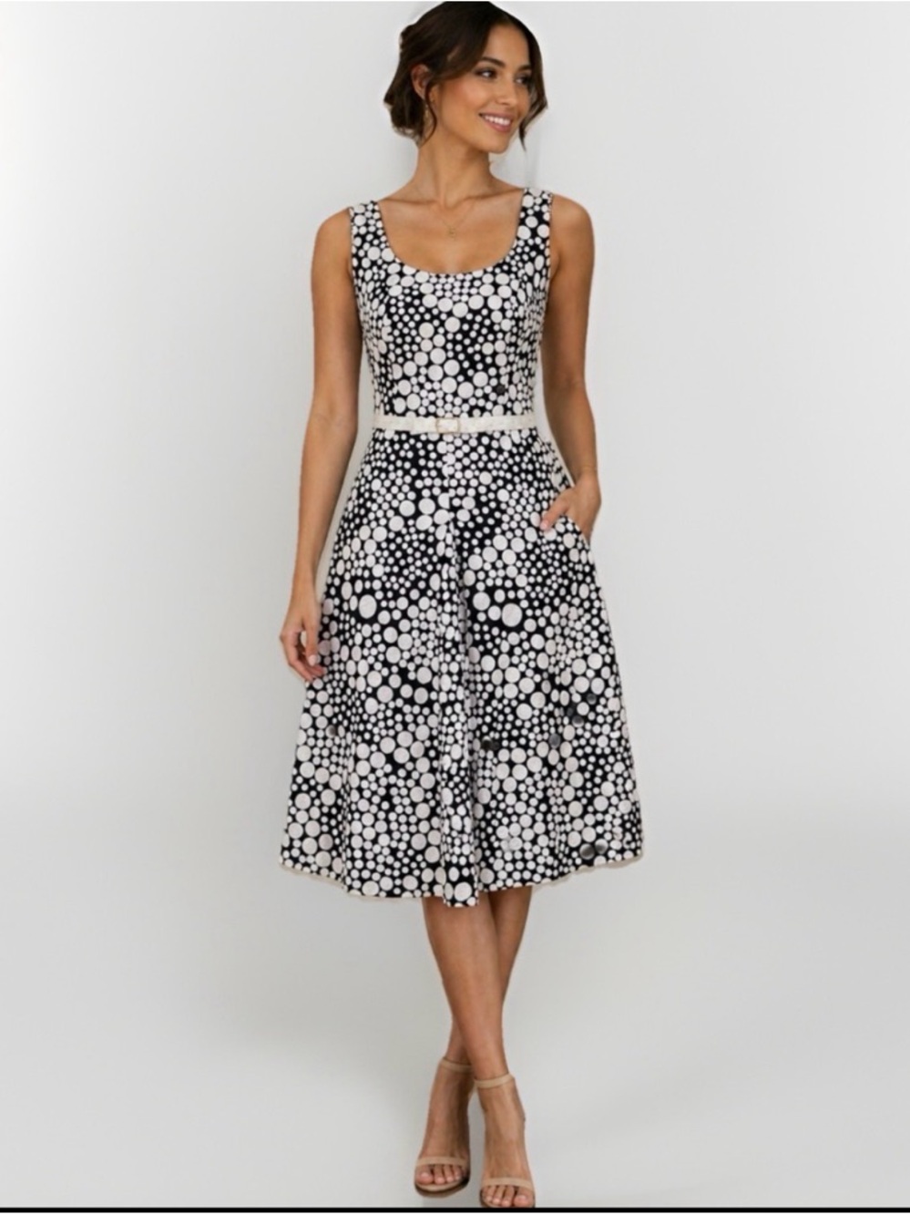 Vintage Georgiou Studio Polka Dot Midi Dress Retro Fit & Flare 0